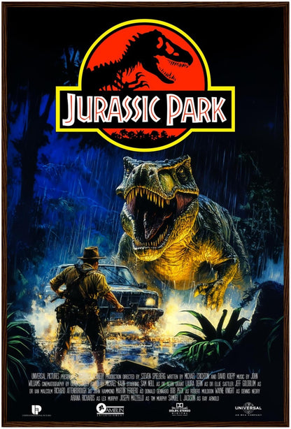 Jurassic Park Classic Movie Poster - 24x36 Framed Premium Wall Art