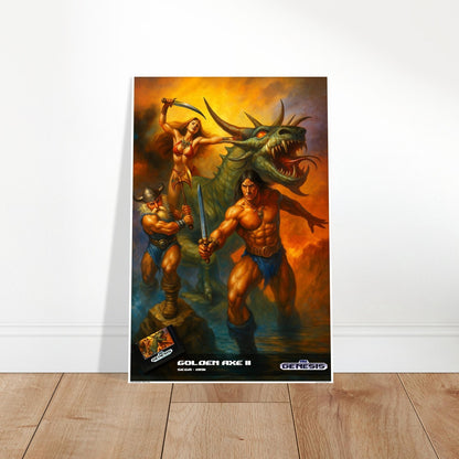 GOLDEN AXE II SEGA GENESIS 1991 POSTER - BARBARIAN DRAGON SWORD FANTASY 2