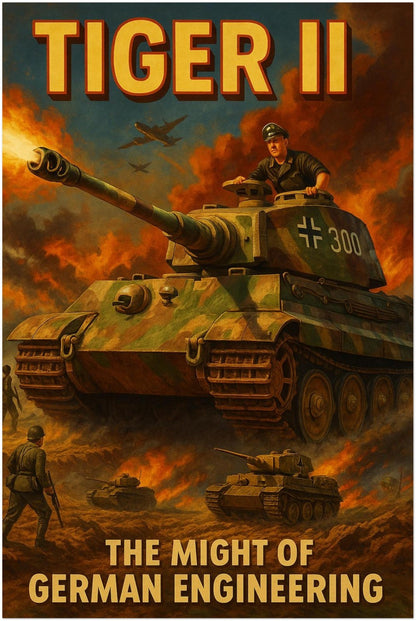 TIGER II TANK POSTER - WWII GERMAN HEAVY ARMOR MILITARY HISTORY WAR ART