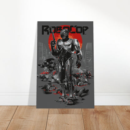 ROBOCOP CUSTOM MOVIE POSTER– 80S CYBERPUNK ART WITH RED SUN & ED-209 2