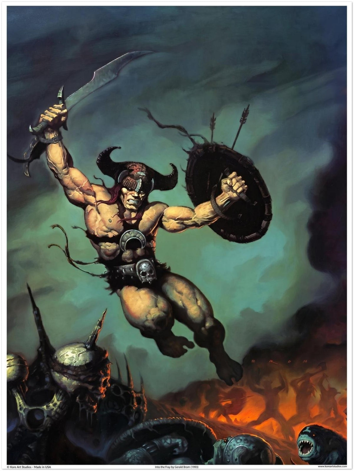 Into The Fray by Gerald Brom  (1993) - Fantasy Art Poster