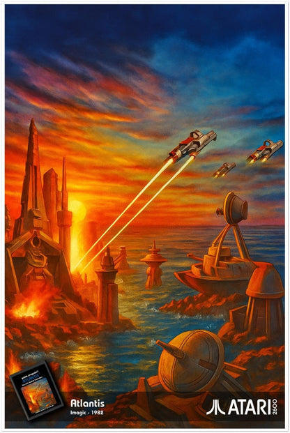 ATLANTIS IMAGIC 1982 ATARI POSTER - LOST CITY UNDERWATER FANTASY SCI-FI