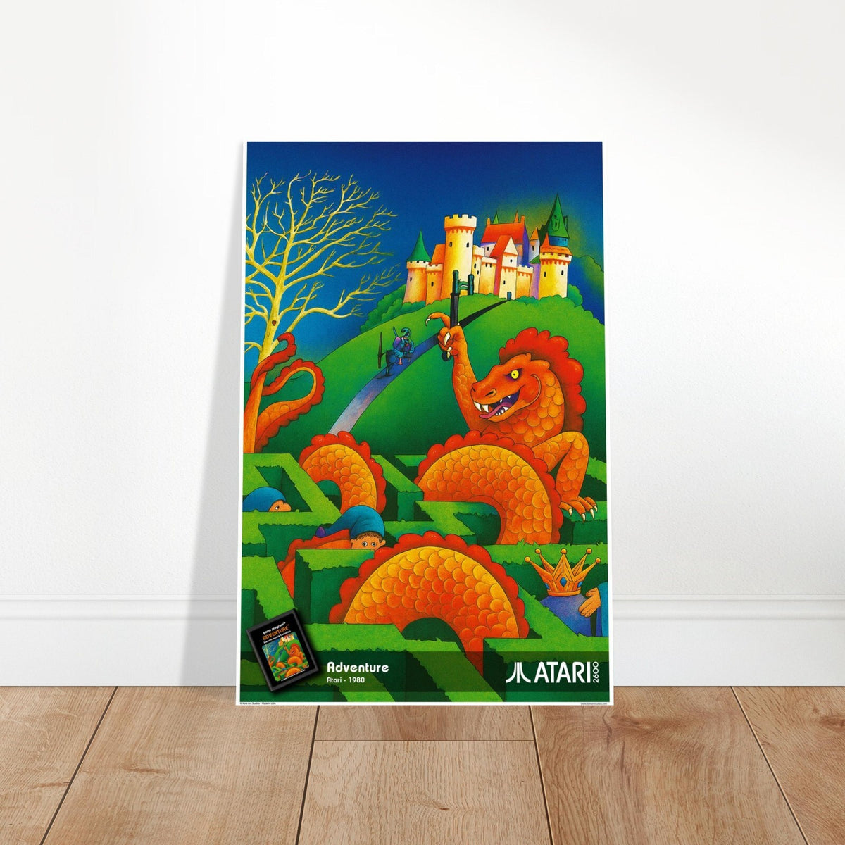 ADVENTURE ATARI 1980 POSTER - DRAGON CASTLE KNIGHT FANTASY QUEST GAMING 2