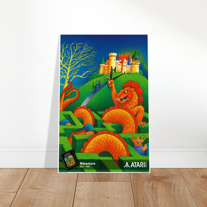 ADVENTURE ATARI 1980 POSTER - DRAGON CASTLE KNIGHT FANTASY QUEST GAMING 2
