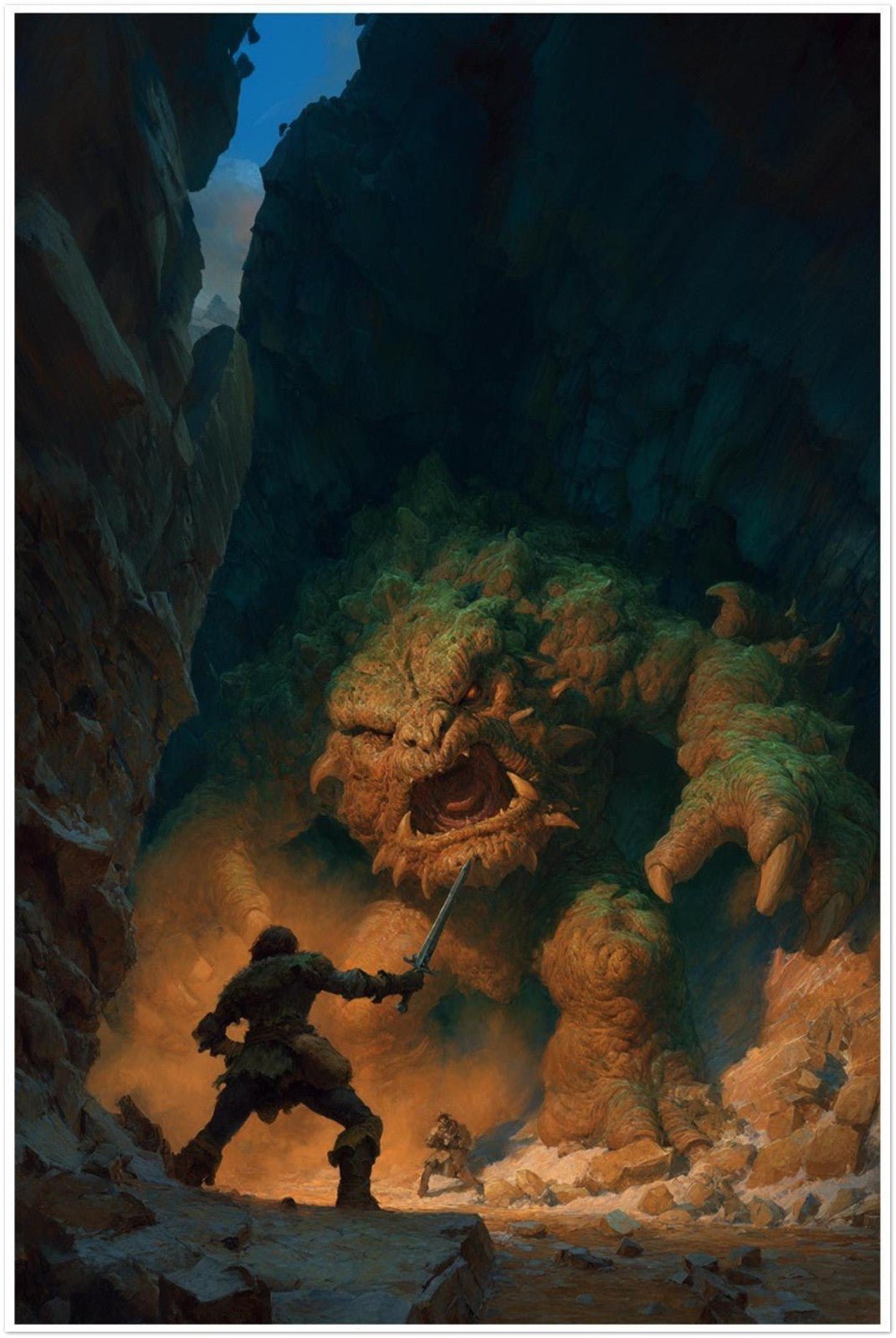 EPIC FANTASY GIANT MONSTER VS WARRIORS CINEMATIC BATTLE ART POSTER