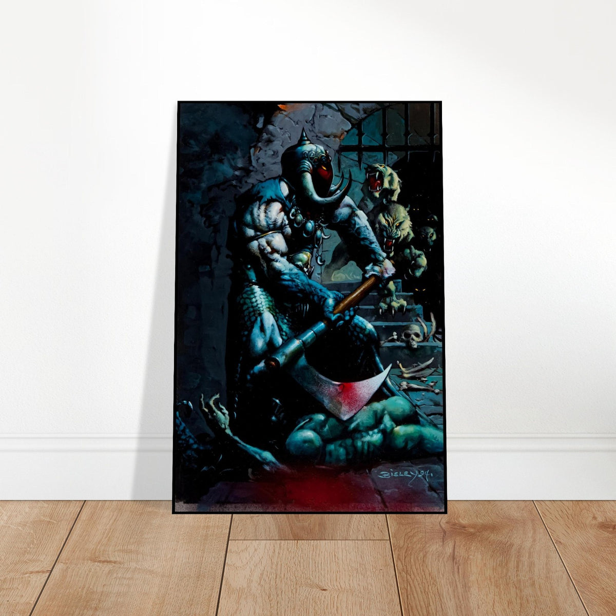 SIMON BISLEY DEATH DEALER POSTER – BLOODY DUNGEON EXECUTION SCENE WITH MONSTERS 2