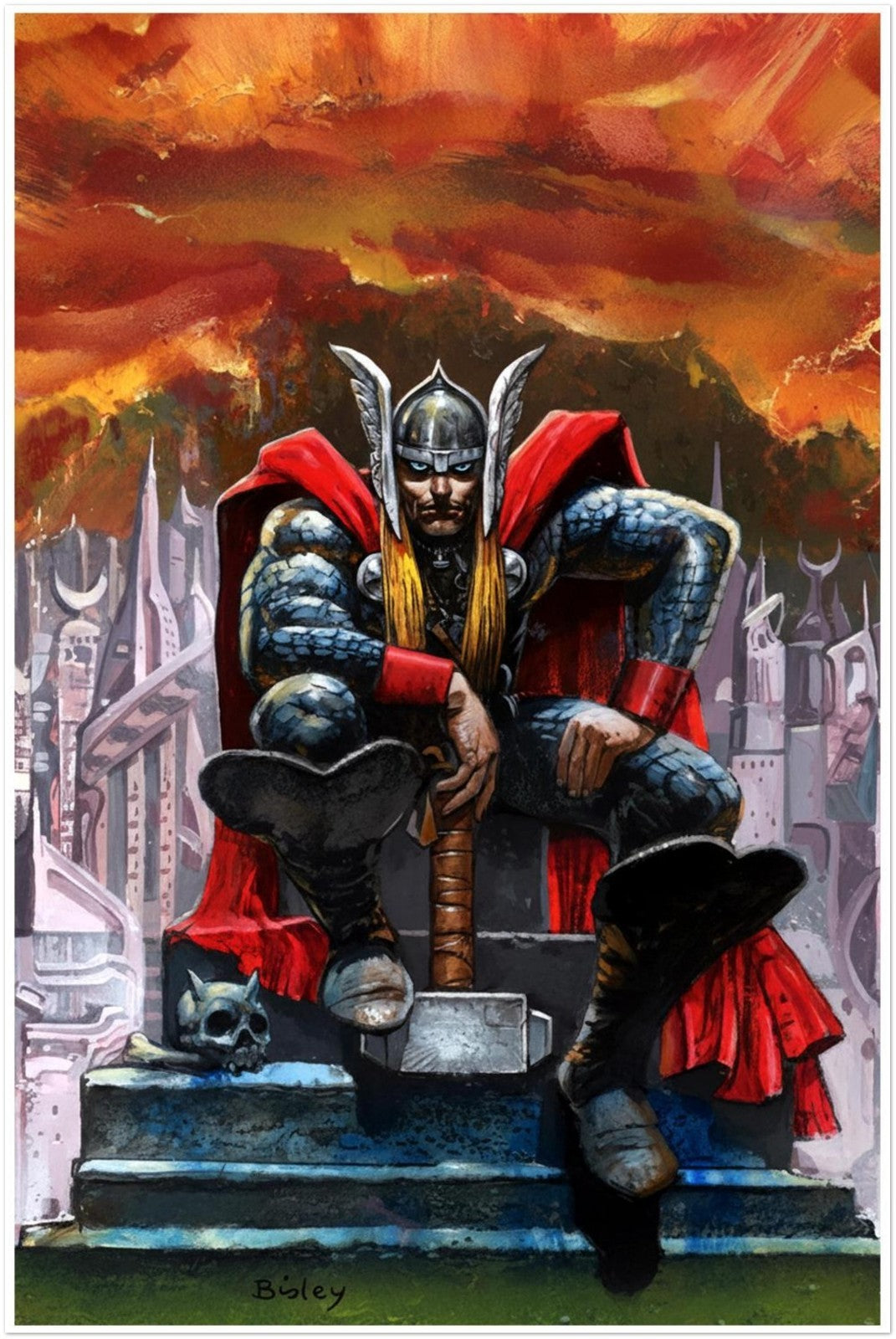 THOR BY SIMON BISLEY - NORSE GOD ASGARD THRONE MARVEL FANTASY ART POSTER