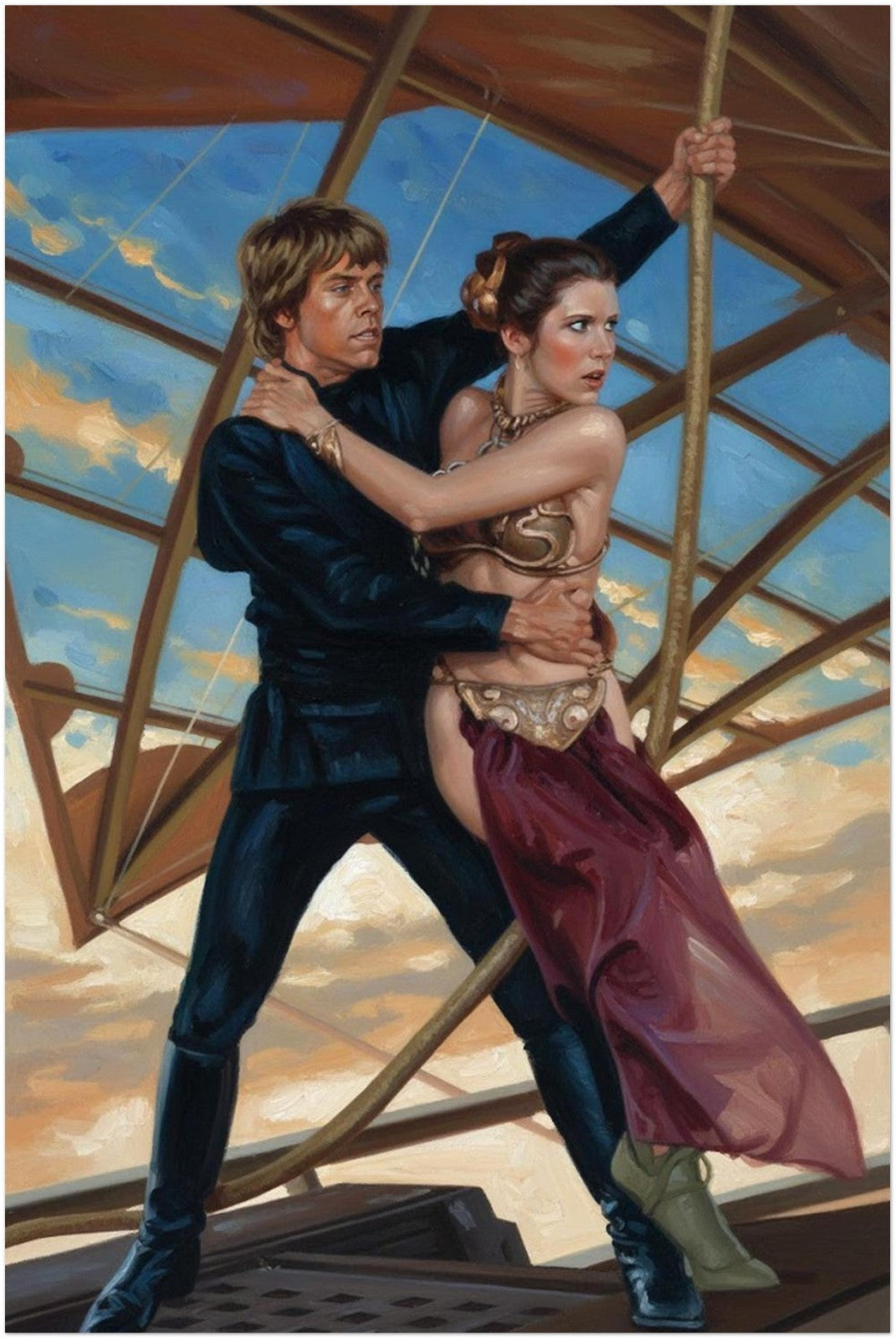STAR WARS INSPIRED POSTER – LUKE SKYWALKER AND PRINCESS LEIA ICONIC SCENE