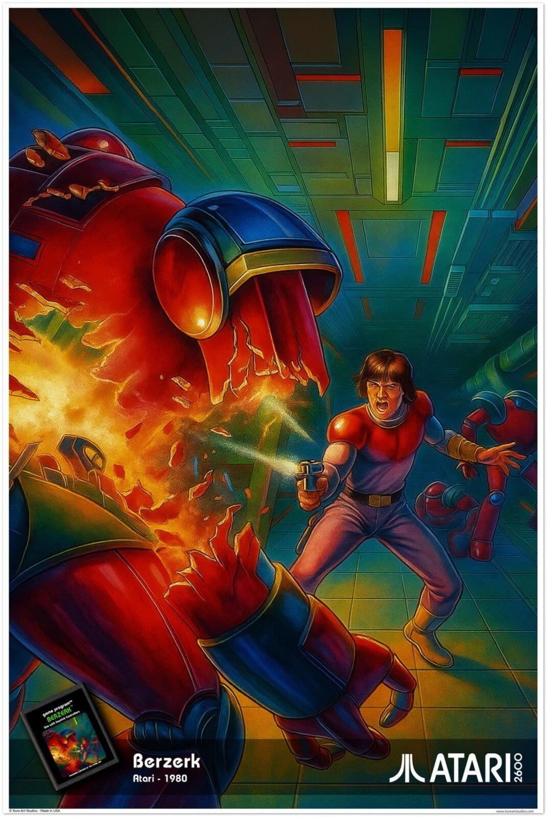 BERZERK ATARI 1980 POSTER - ROBOT SHOOTER MAZE ARCADE CLASSIC VOICE GAME