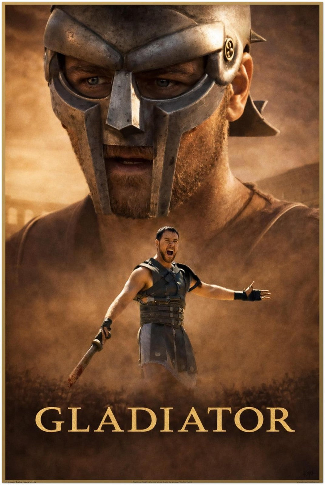 GLADIATOR MOVIE POSTER - MAXIMUS IN THE ARENA - KORE ART STUDIOS EXLUSIVE