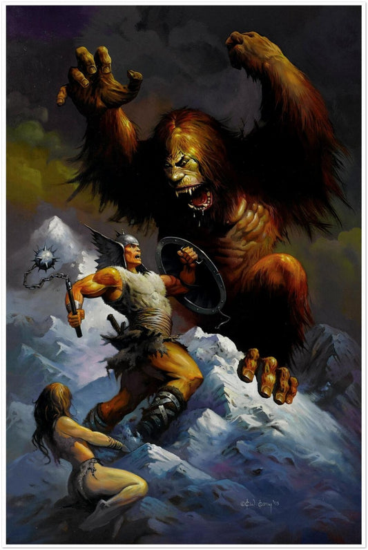 Monster of the Mountains Poster – Ken Kelly Fantasy Barbarian Art (1993)