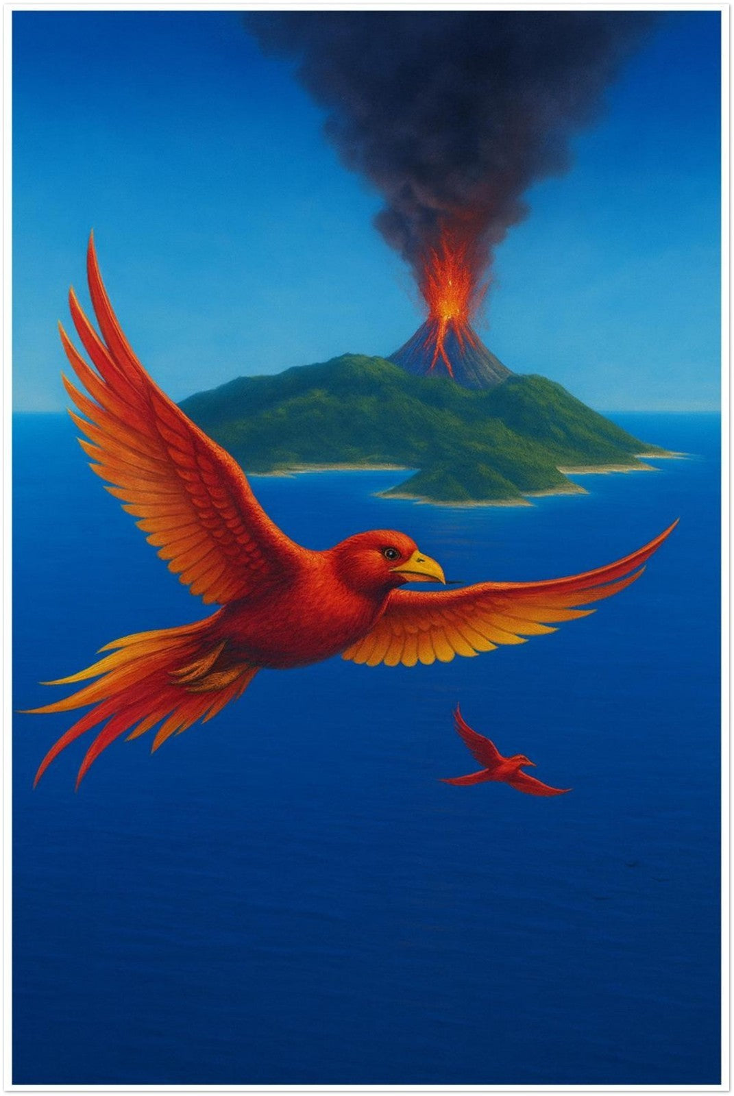 BIRDS OF PARADISE MAGIC THE GATHERING INSPIRED PHOENIX VOLCANIC ISLAND POSTER