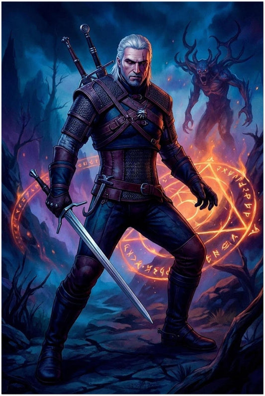 GERALT THE WITCHER POSTER - Dark Fantasy Warrior Art - Original Kore Studios Des