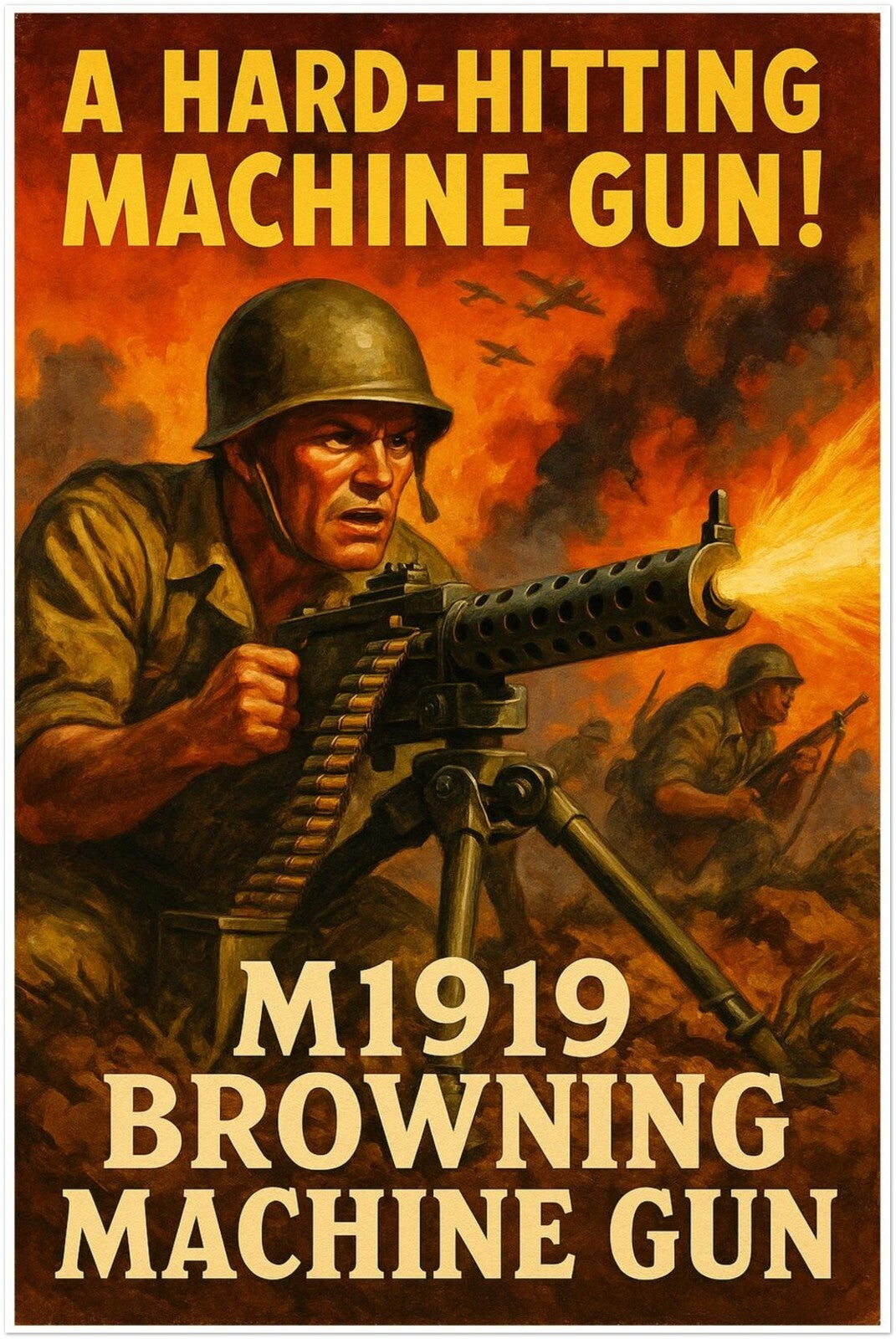 M1919 BROWNING MACHINE GUN POSTER - VINTAGE MILITARY - FREE SHIPPING