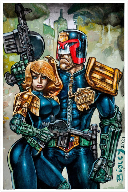 Judge Dredd & Psi-Judge Aluminum Poster – Re-Print of Simon Bisley’s 2021 Art