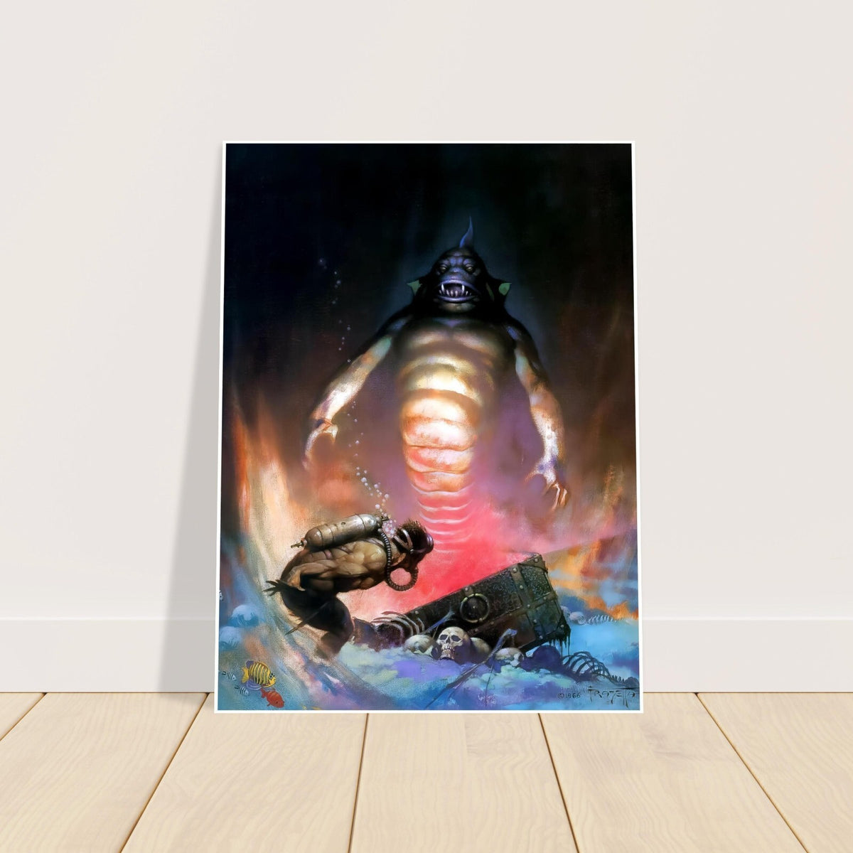 Sea Monster by Frank Frazetta – 1966 Fantasy Art Poster – Diver vs Beast 2
