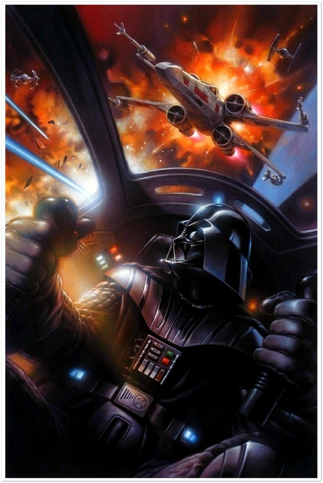 DARTH VADER X-WING SPACE BATTLE POSTER – STAR WARS ACTION ART