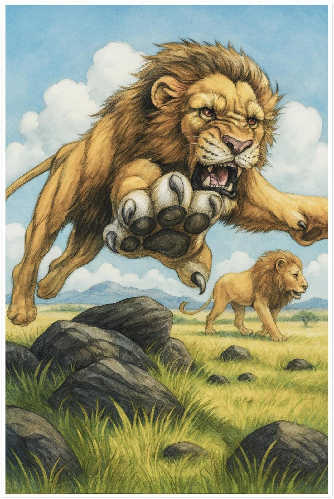 SAVANNAH LIONS MAGIC THE GATHERING INSPIRED AFRICAN PRIDE FANTASY POSTER