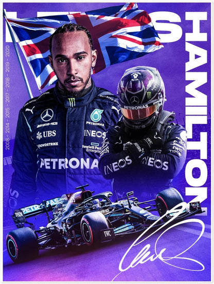 LEWIS HAMILTON SEVEN TIME F1 WORLD CHAMPION MERCEDES PETRONAS POSTER