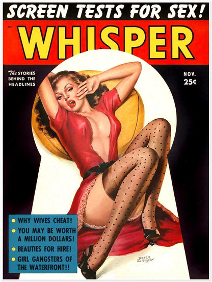 WHISPER MAGAZINE NOV 1952 VINTAGE PIN-UP COVER PETER DRIBEN ART POSTER