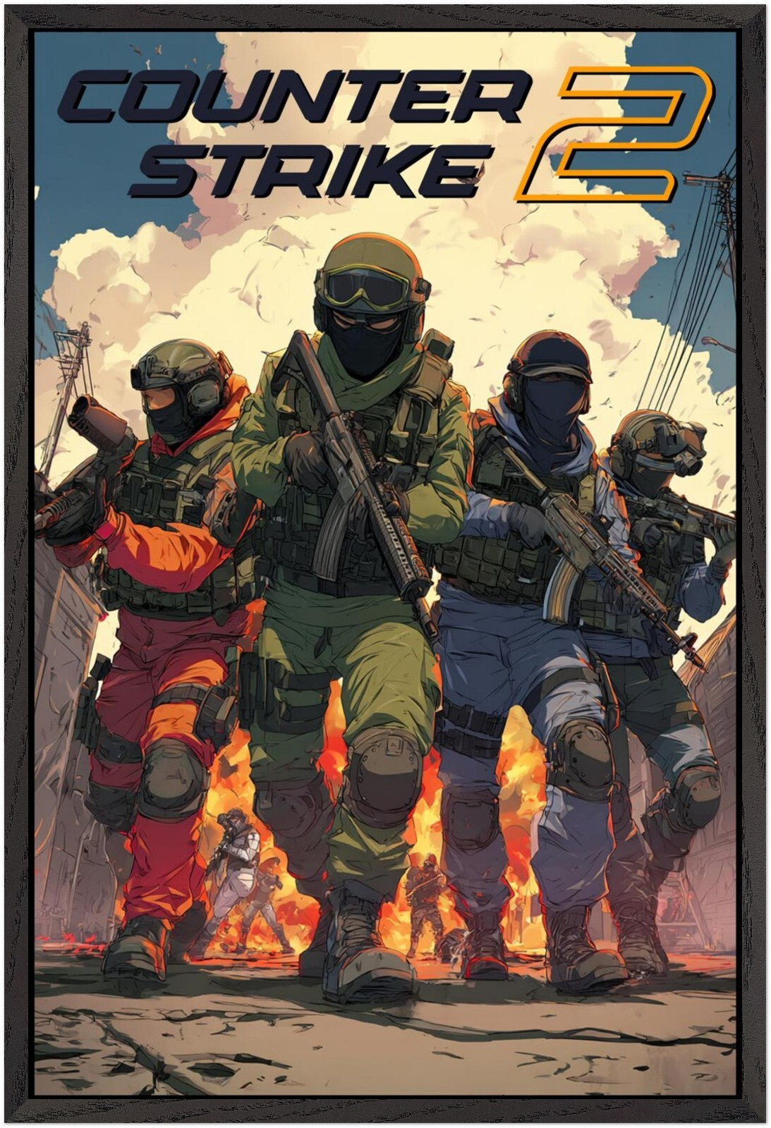 COUNTER STRIKE 2 GAMING POSTER 24X36 FRAMED POSTER - CS2 TACTICAL TEAM ART