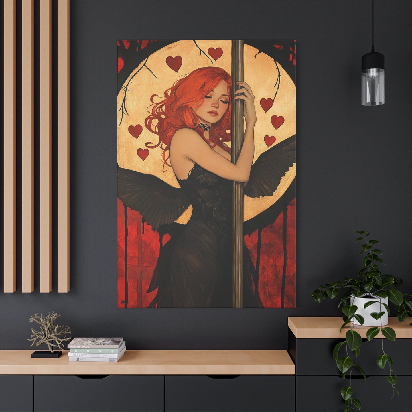 Pole Dance Passion Canvas Print – Sensual Gothic Fantasy Art, Matte Stretched Canvas