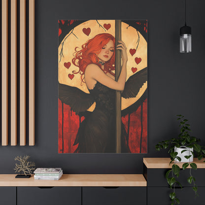 Pole Dance Passion Canvas Print – Sensual Gothic Fantasy Art, Matte Stretched Canvas