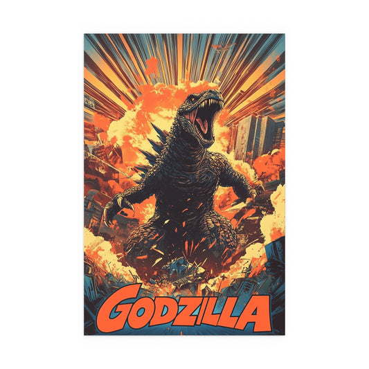 Godzilla Poster III – Retro Japanese Kaiju Artwork Inspired by Showa-Era