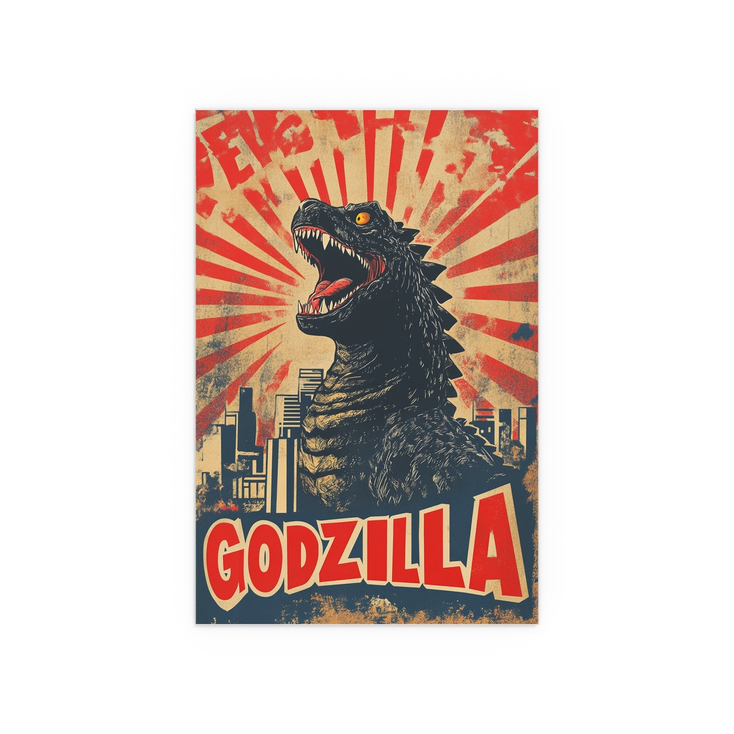 Godzilla Poster IV – Retro Japanese Kaiju Artwork Inspired by Showa-Era