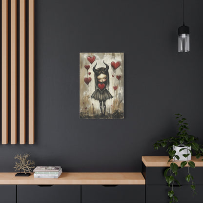 Gothic Evil Girl Canvas Print – Dark Fantasy Art, Moody Aesthetic, Matte Stretched Canvas