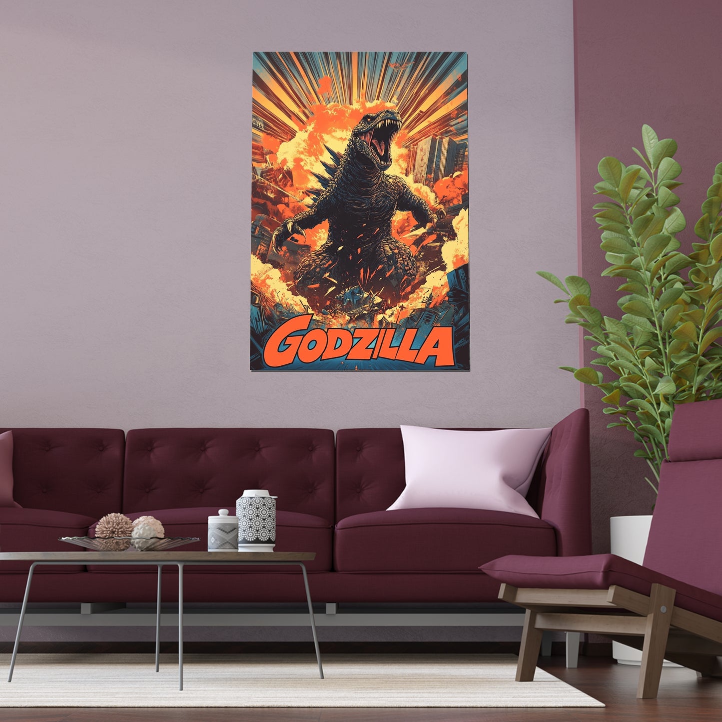 Godzilla Poster III – Retro Japanese Kaiju Artwork Inspired by Showa-Era