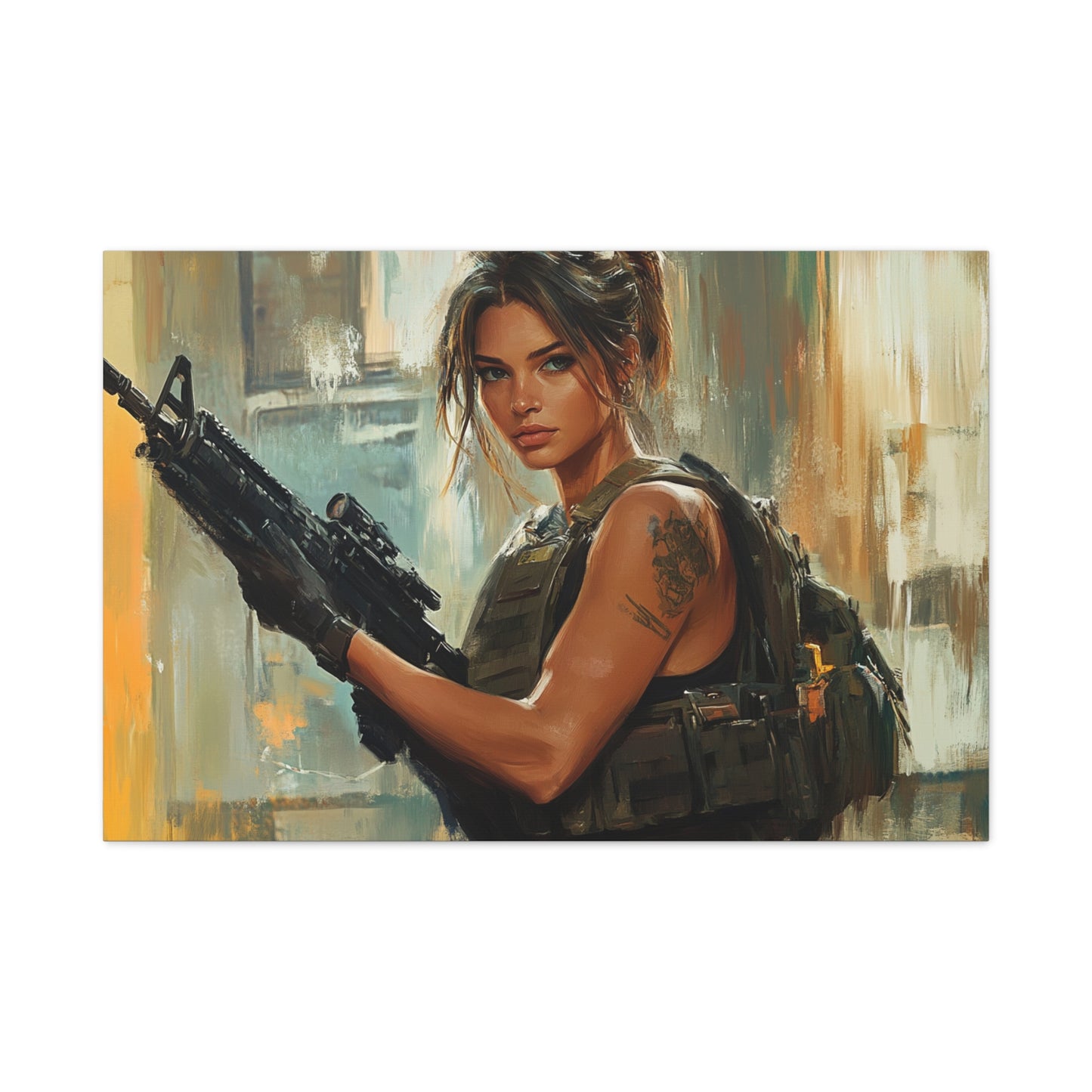 Elite Tactical Warrior Woman – Girls & Guns Kore Series Military Canvas Art