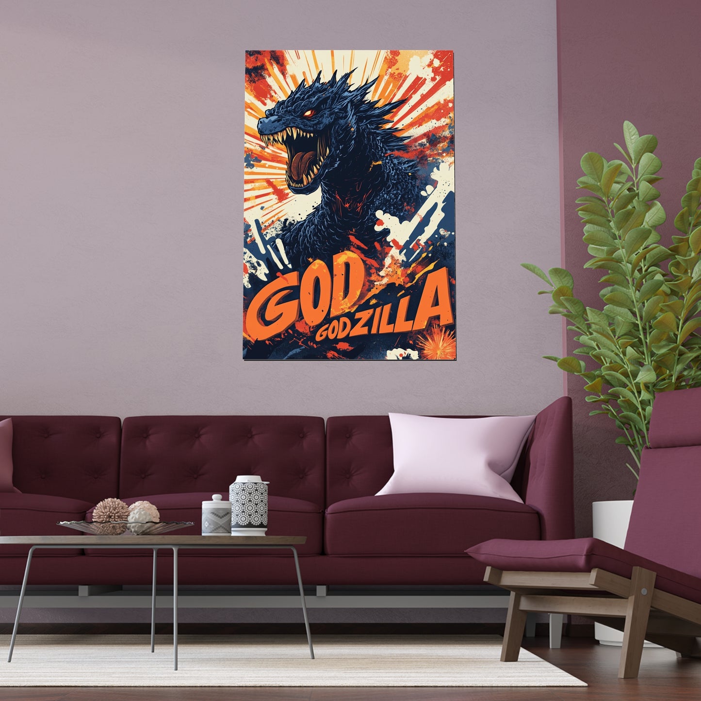 Godzilla Poster II – Retro Japanese Kaiju Artwork Inspired by Showa-Era