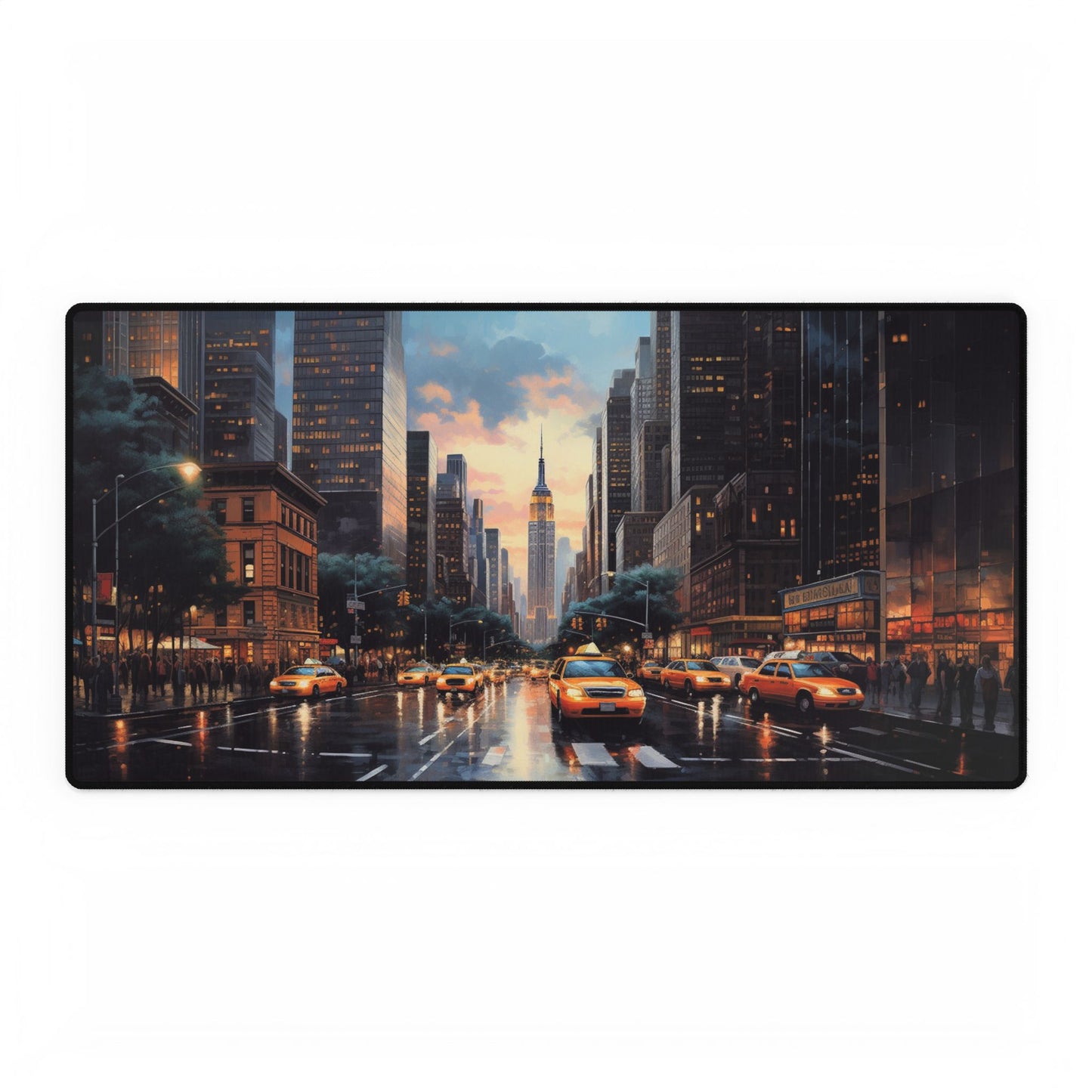 New York City Streets Desk Mat / Mouse Pad – 31.5"x15.5", Urban Skyline