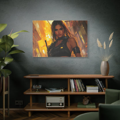 Cyberpunk Warrior Woman in Tactical Gear – Girls & Guns Kore Series Canvas Art