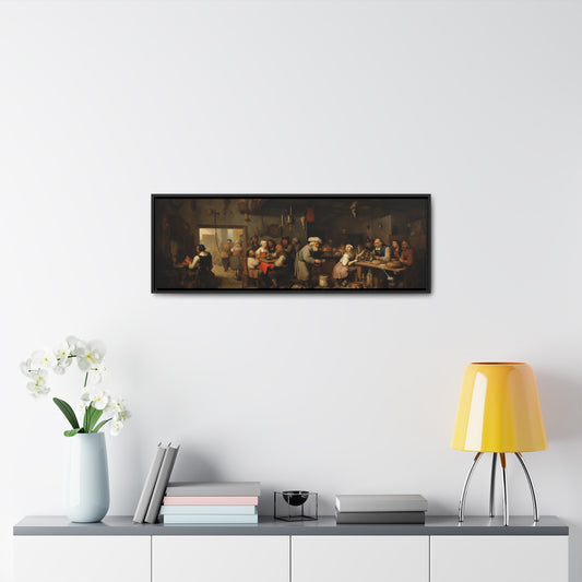 Abraham Teniers Inspiration – "Rustic Feast" | Tavern Scene Wide Canvas Art