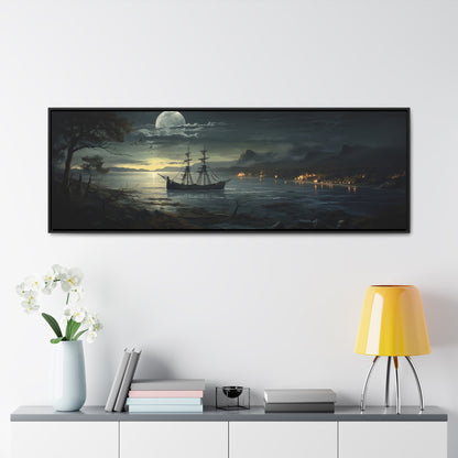 Adolf Des Coudres Inspired – Moonlit Bay | Serene & Atmospheric Wide Canvas