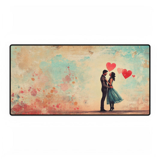 Romantic Couple in Love Desk Mat / Mouse Pad – 31.5"x15.5", Elegant & Heartfelt