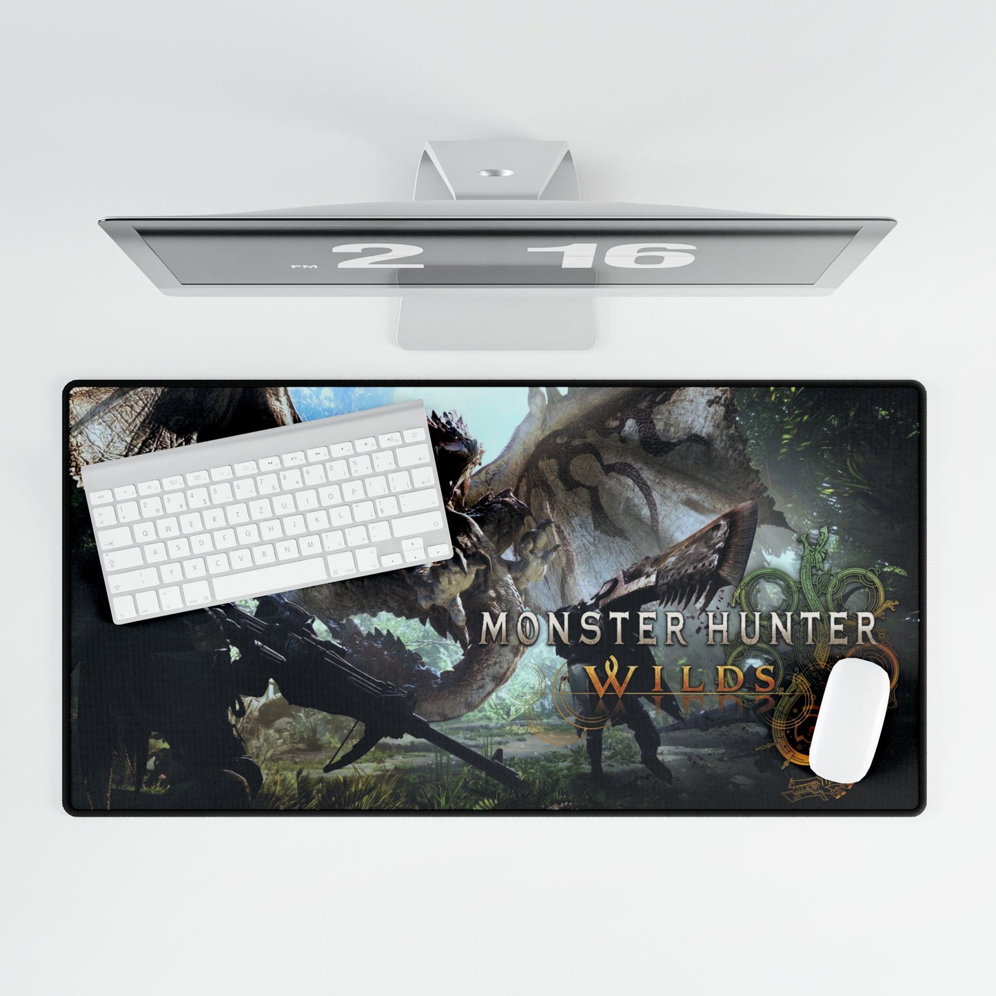 Monster Hunter Wilds Desk Mat / Mouse Pad – 31.5"x15.5", Epic Battle Art, Gaming