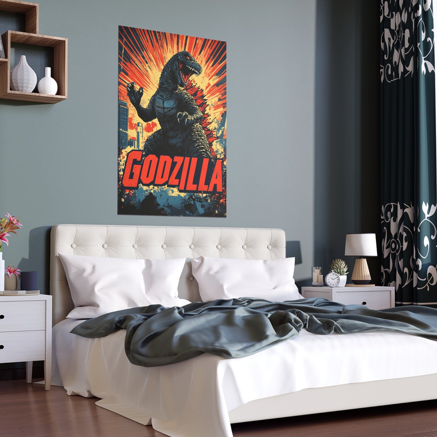 Godzilla Poster V – Retro Japanese Kaiju Artwork Inspired by Showa-Era