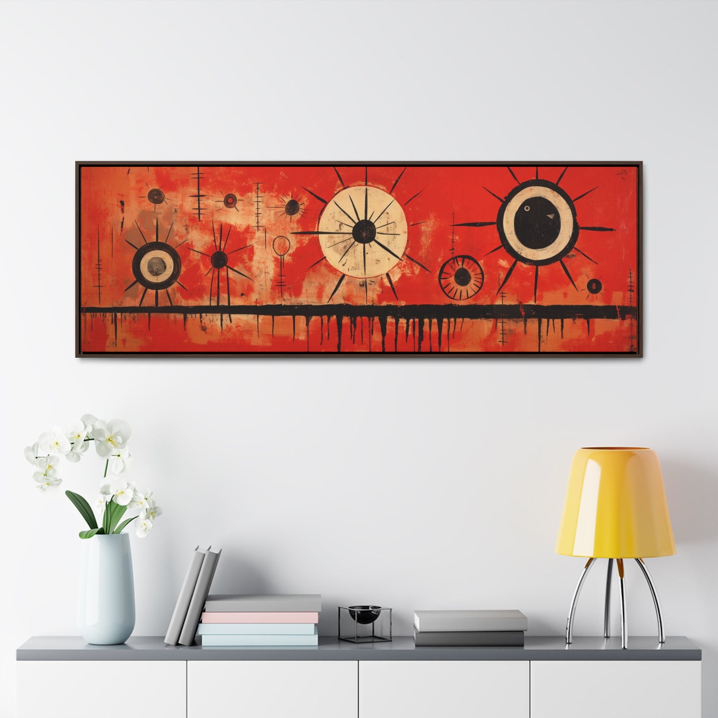 Adolph Gottlieb Inspiration – "Solar Echoes" | Abstract Expressionist Wide Canvas Art