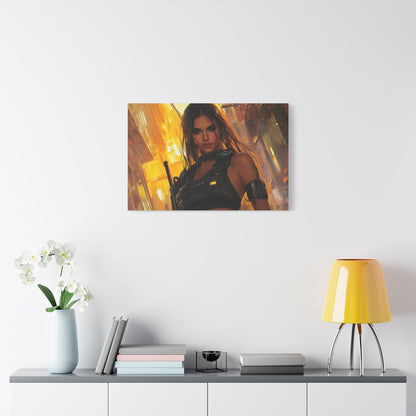 Cyberpunk Warrior Woman in Tactical Gear – Girls & Guns Kore Series Canvas Art