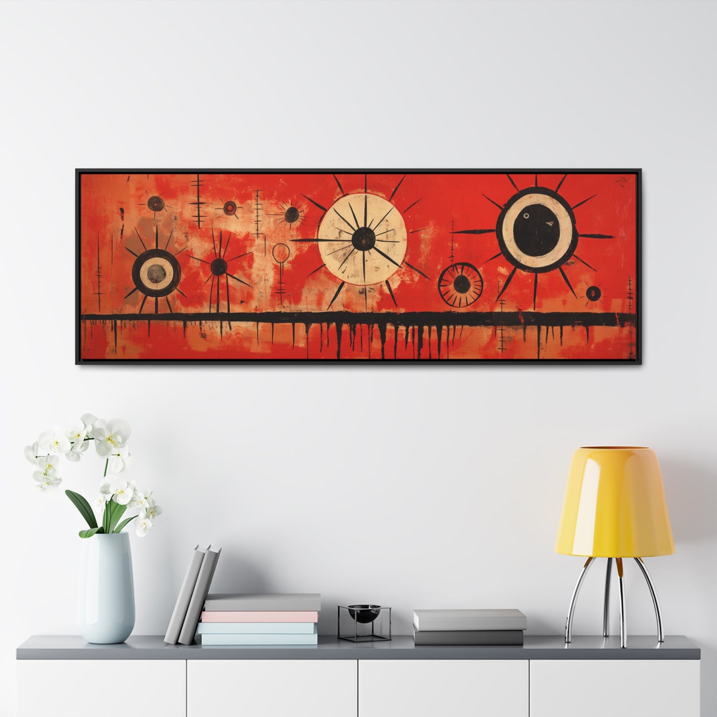 Adolph Gottlieb Inspiration – "Solar Echoes" | Abstract Expressionist Wide Canvas Art