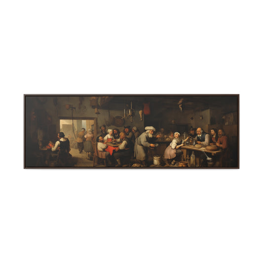 Abraham Teniers Inspiration – "Rustic Feast" | Tavern Scene Wide Canvas Art