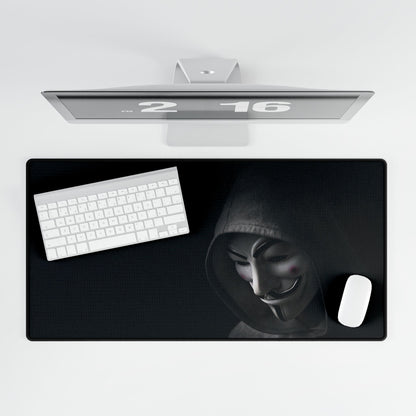 Anonymous Masked & Hooded Desk Mat / Mouse Pad – 31.5"x15.5", Cyberpunk & Hacker