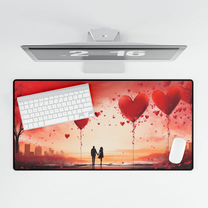 Romantic Couple Walking Desk Mat / Mouse Pad – 31.5"x15.5", Love Theme