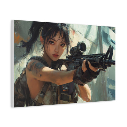 "Silent Marksman" – Girls & Guns Kore Series Precision Sniper Canvas Art