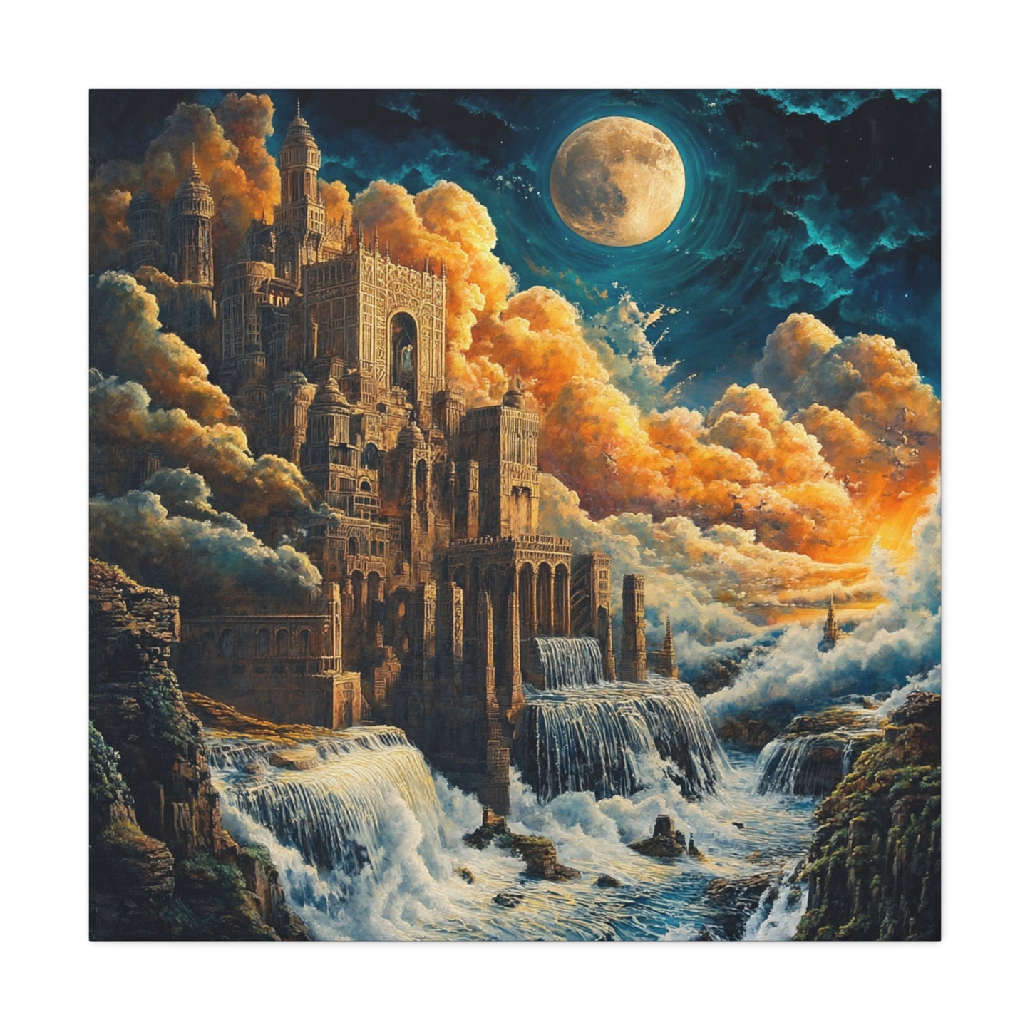 Errol Le Cain Inspired – "Enchanted Citadel II" Square Canvas Art