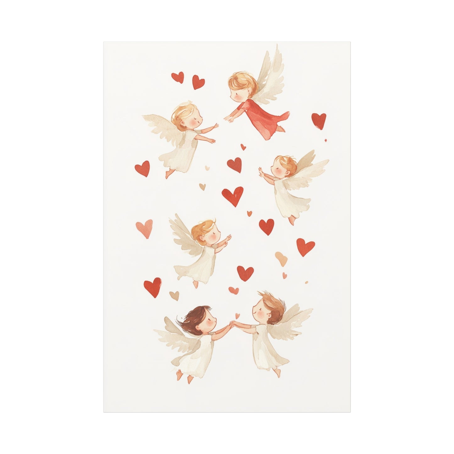 Angels Canvas Art – Whimsical Heavenly Scene with Cherubic Angels, Matte Stretched Canvas