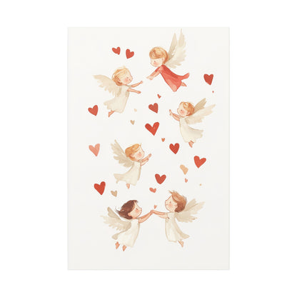 Angels Canvas Art – Whimsical Heavenly Scene with Cherubic Angels, Matte Stretched Canvas